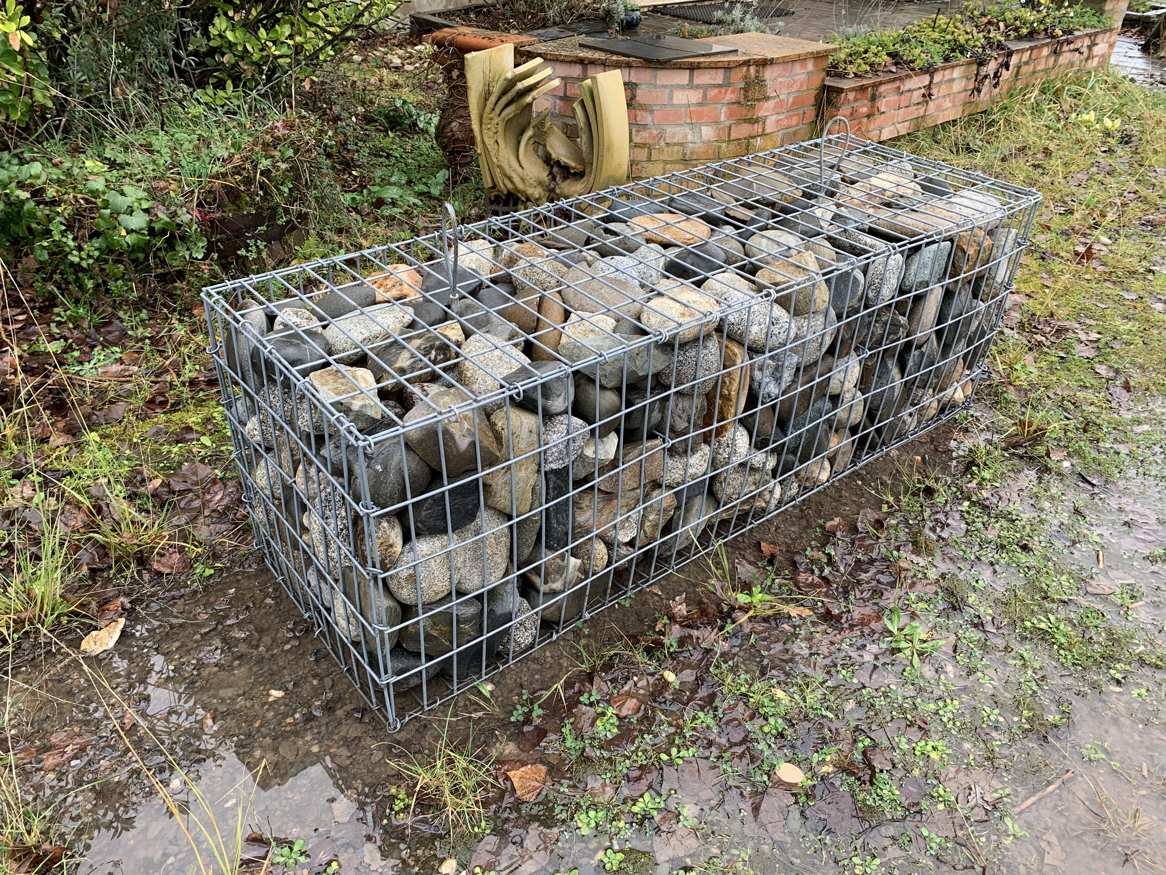 Gabion 1x0.5x0.5 m pré-rempli galets de Garonne