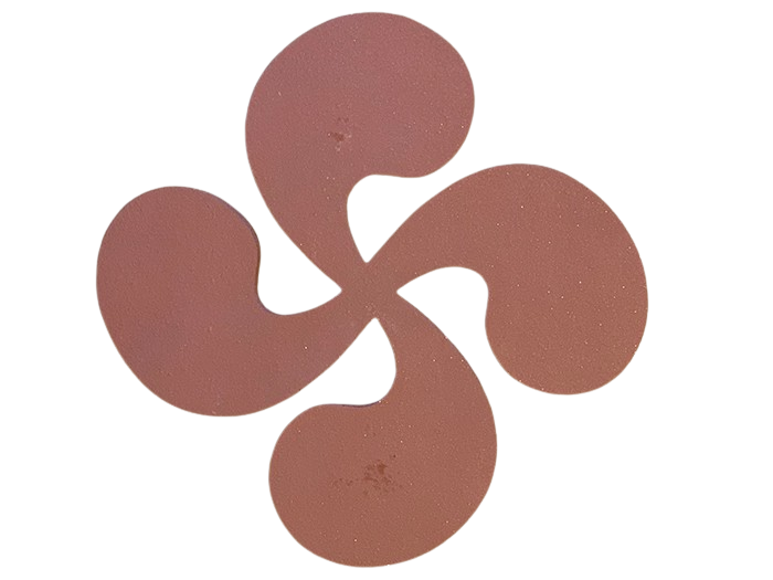 Croix Basque en terre cuite 28cm ép.1,8cm Rosé-Rouge Lisse