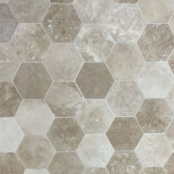 Dalle en Travertin Turc Hexagone de 30 cm MIX 1er choix (beige nuancé)